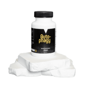 A bottle of auto-phagy is sitting on some paper.