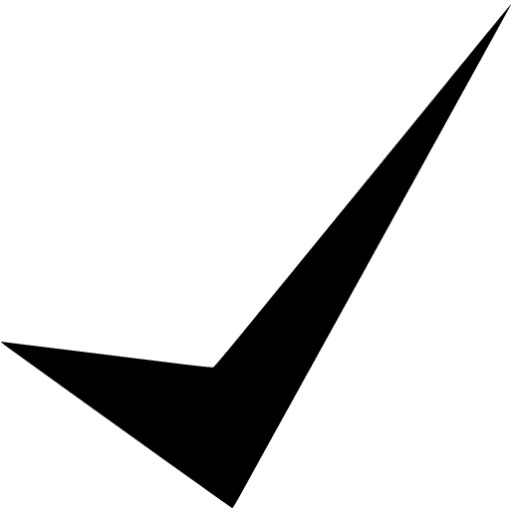 A black check mark on green background