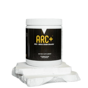 A tub of arc plus on top of some white paper