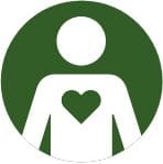 A person with a heart on their chest.